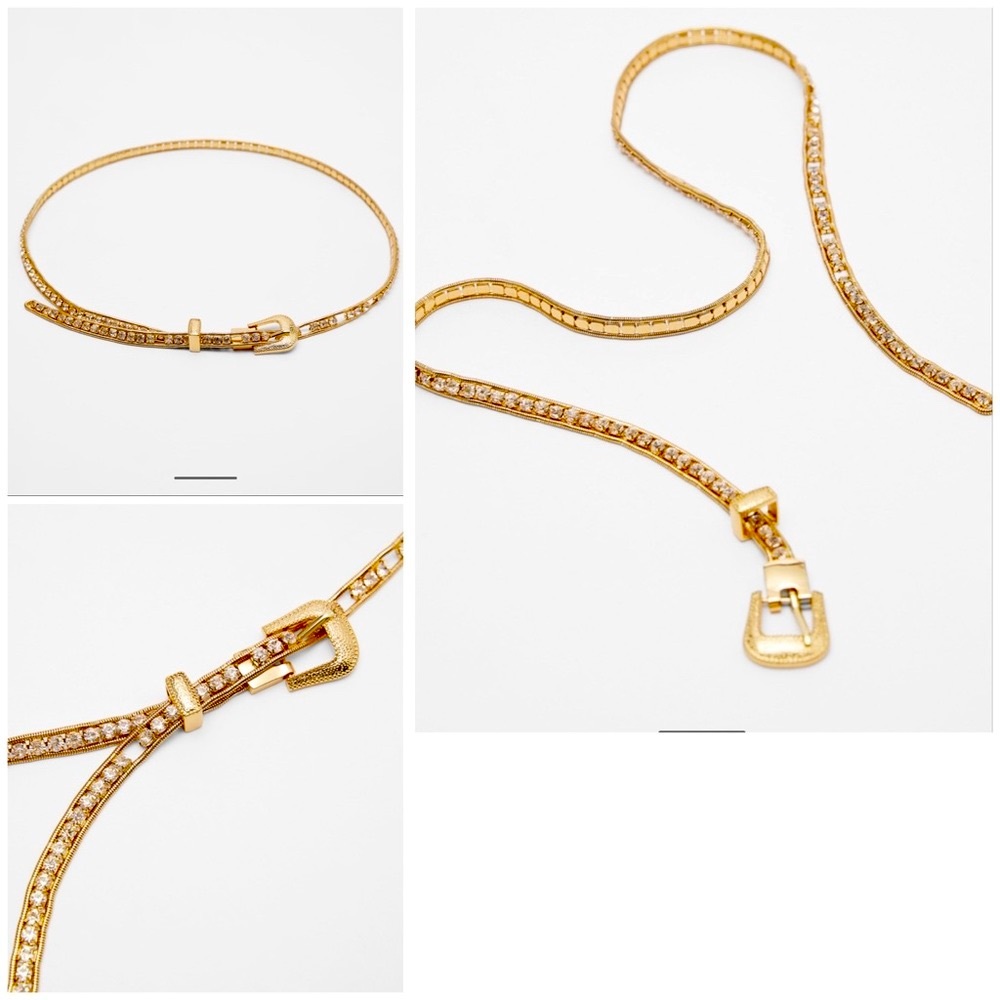 Zara crystals jewel blinged & gold belt - Picture 3 of 8